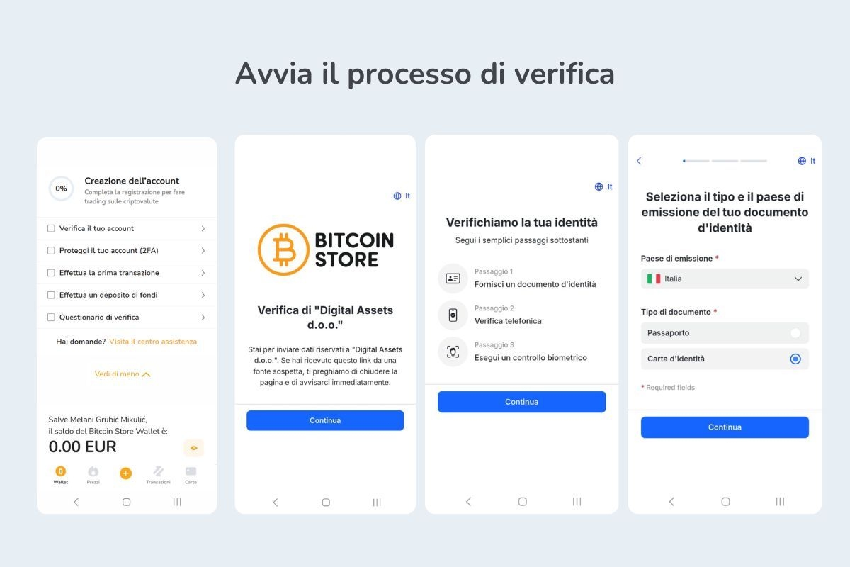 L'immagine mostra come avviare il processo di verifica