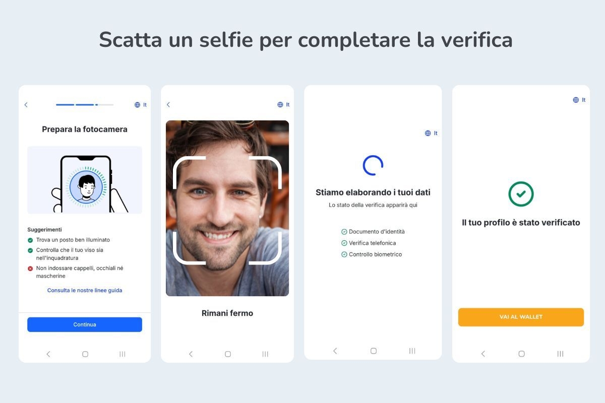 L'immagine mostra come scattare un selfie per completare la verifica