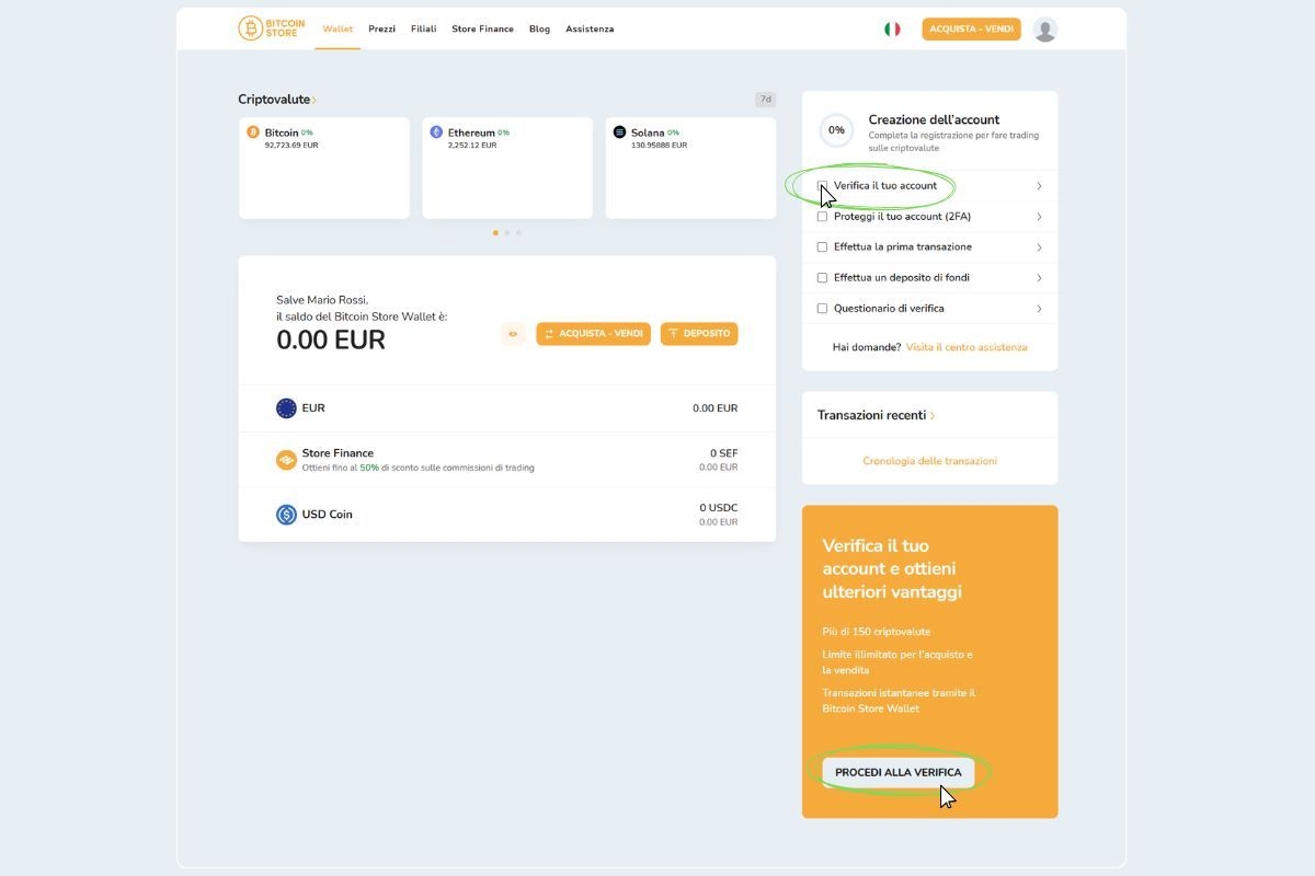 L'immagine mostra come verificare l'account da computer (web)