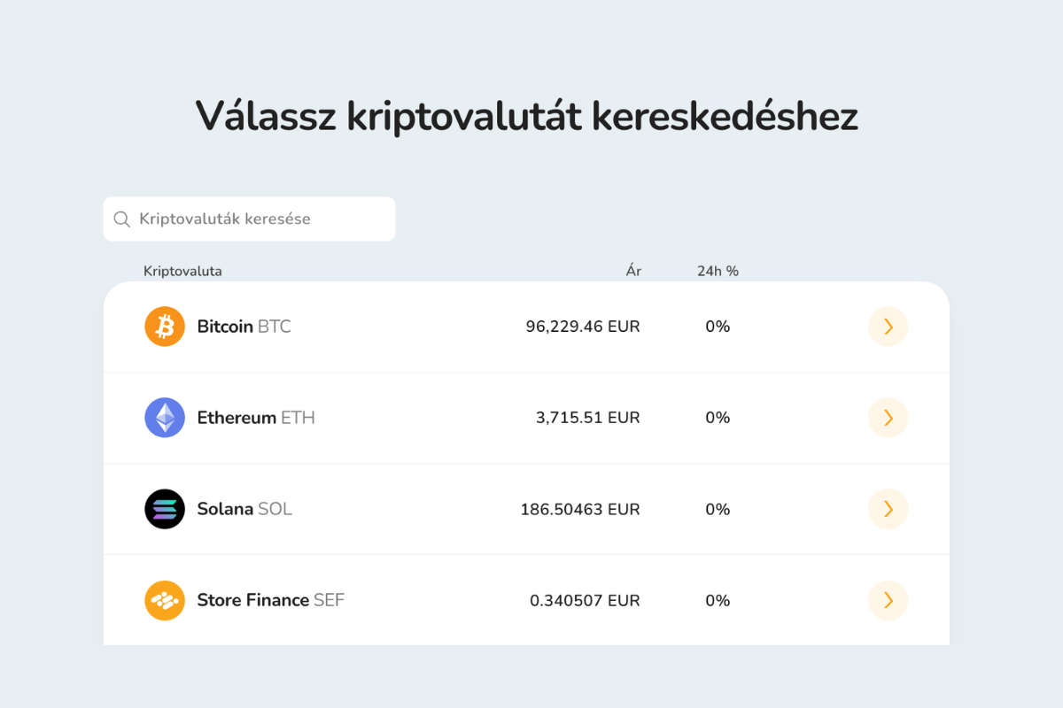 Több mint 150 kriptovaluta listája, amelyek a Bitcoin Store tőzsdén elérhetők vásárlásra.