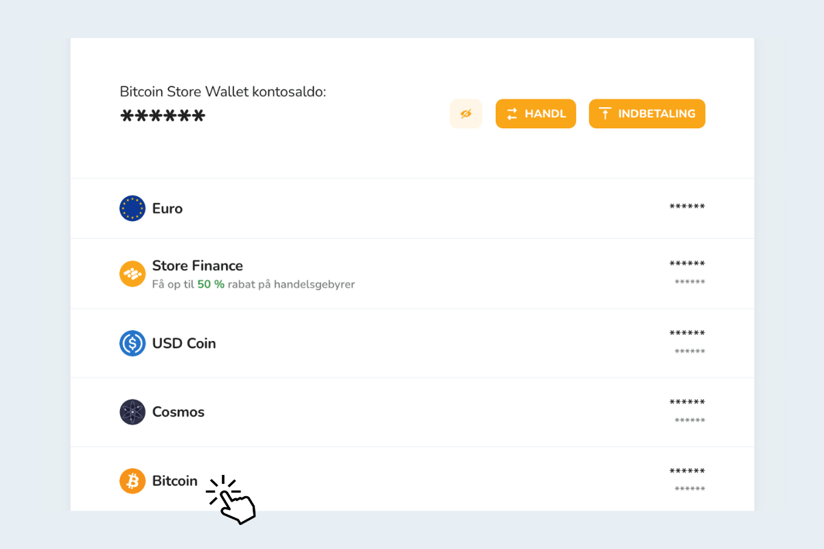 Kryptovalutaportefølje i Bitcoin Store Wallet digital wallet.