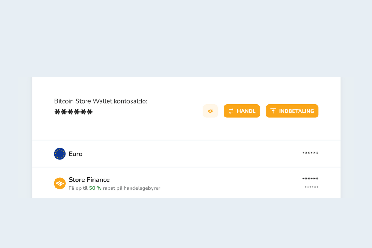 Processen for at købe Bitcoin og andre kryptovalutaer via Bitcoin Store Wallet.