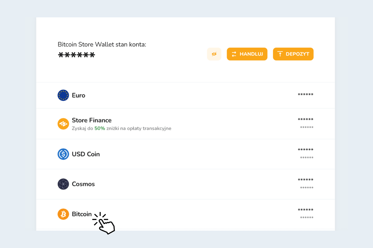 Portfel kryptowalut w cyfrowym portfelu Bitcoin Store Wallet