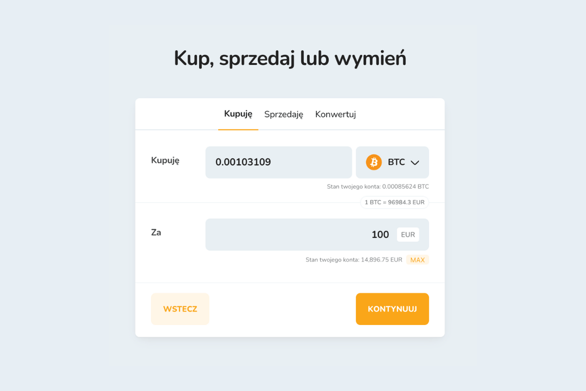 Kup Bitcoina (BTC) za euro (EUR) na giełdzie Bitcoin Store.