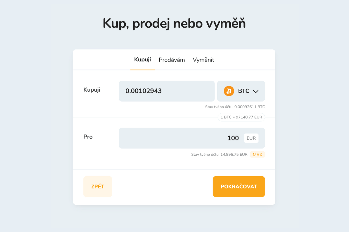 Nákup Bitcoinu (BTC) za euro (EUR) na burze Bitcoin Store.