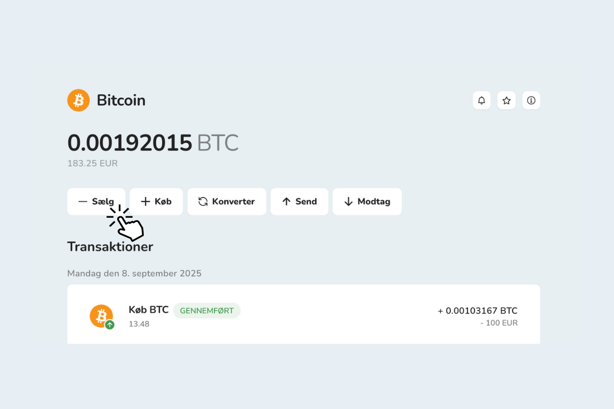 Salg af Bitcoin (BTC) og andre kryptovalutaer med Bitcoin Store Wallet digital wallet.