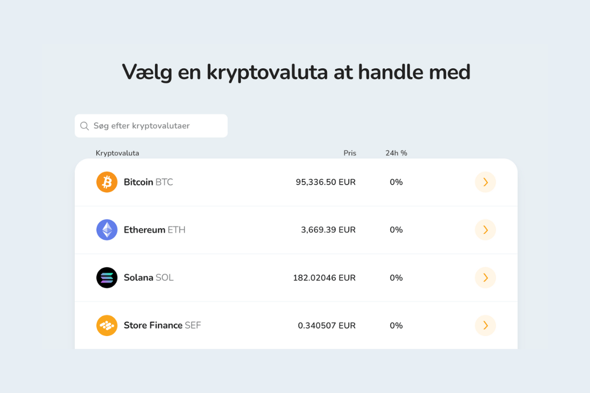En liste over mere end 170 kryptovalutaer tilgængelige for køb på Bitcoin Store-børsen.