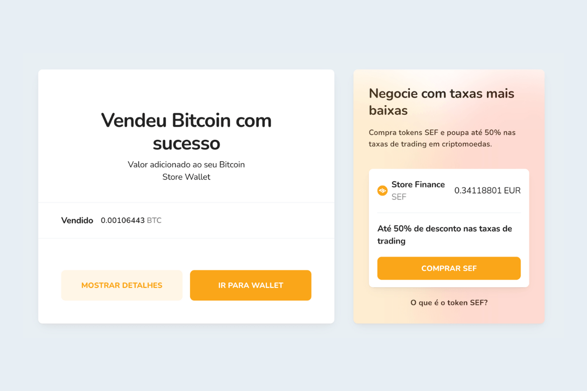 Confirmação da venda de Bitcoins via Bitcoin Store Wallet