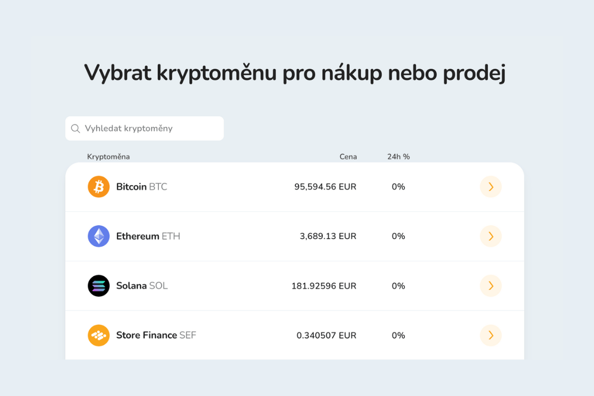 Seznam více než 150 kryptoměn dostupných k nákupu na burze Bitcoin Store.