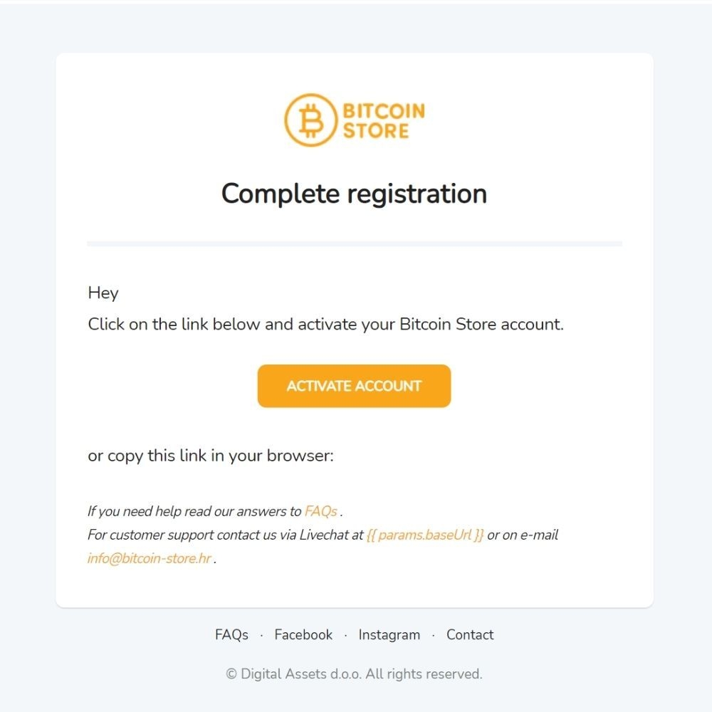 Screenshot of the user account confirmation Email.