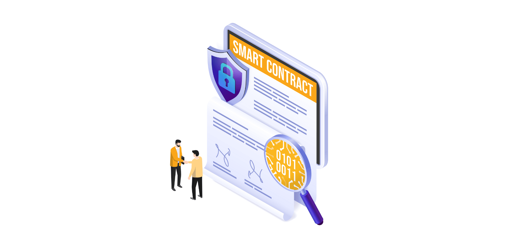 Vector illustration of a smart contract.