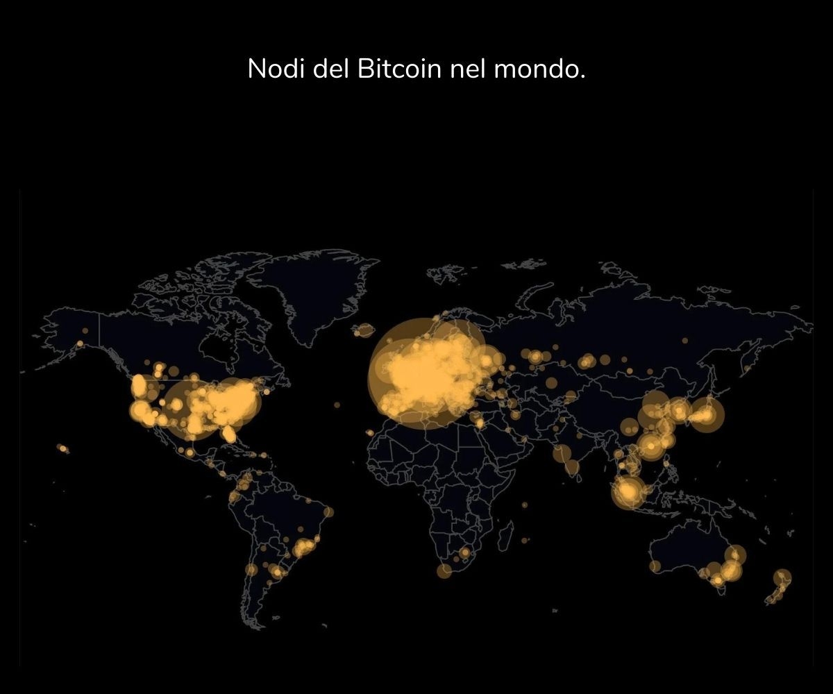 Rappresentazione dei nodi della rete Bitcoin
